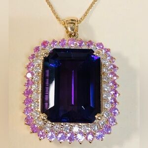 Amethyst, Pink Sapphire and Diamond pendant